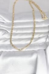 CM 14K Gold Renk Lazer Kesim Zincirli Model 60 cm Kadın Kolye