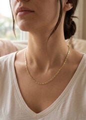 CM 14K Gold Renk Yassı Zincir Model 60 cm Kadın Kolye
