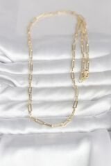 CM 14K Gold Renk Ataç Zincirli Model 60 cm Kadın Kolye