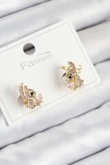 Pirinç Zirkon Taşlı Ceylan Model Gold Renk Çocuk Küpe