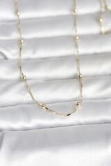 CM 14K Gold Renk Kesme Çubuk Zincir Topçuklu Model 60 cm Kadın Kolye