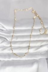 CM 14K Gold Renk Kesme Çubuk Zincir Topçuklu Model 60 cm Kadın Kolye