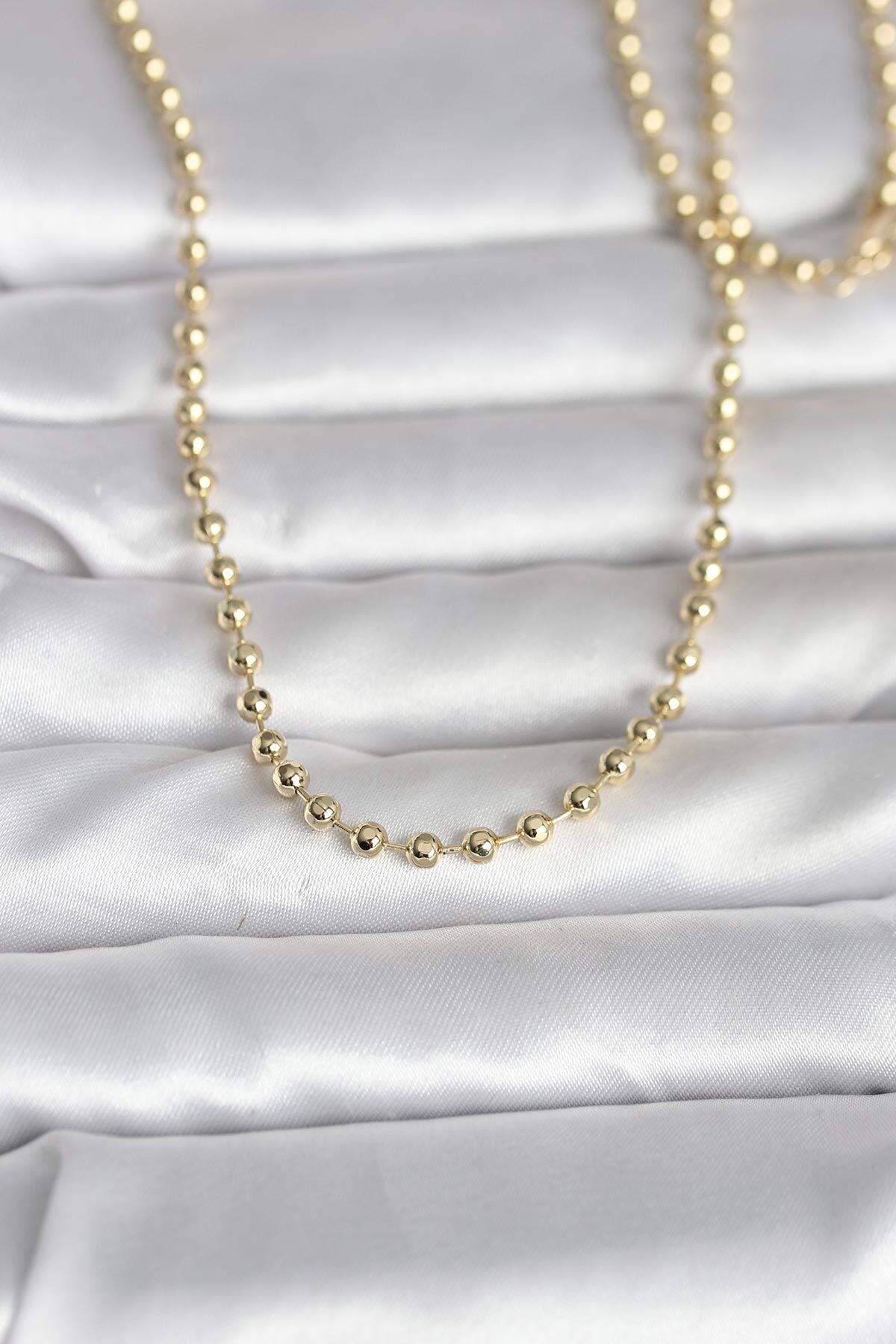 CM 14K Gold Renk Top Zincirli Model 60 cm Kadın Kolye