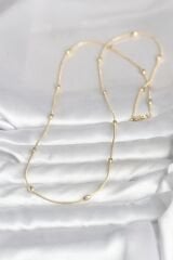 CM 14K Gold Renk Yılan Zincirli Damla Topçuk Model 60 cm Kadın Kolye