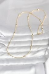 CM 14K Gold Renk Yılan Zincirli Damla Topçuk Model 60 cm Kadın Kolye