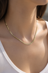 14K Gold Renk Kaplama Ezme Yılan Zincir Model CM Kadın Kolye
