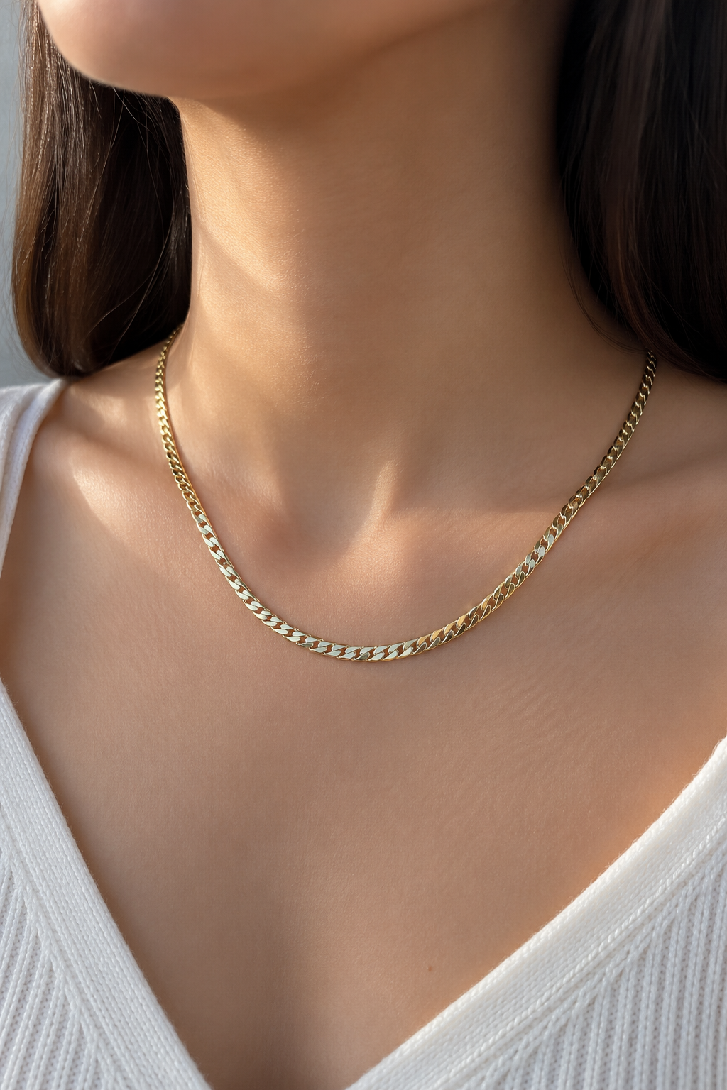 CM 14K Gold Renk Yassı Model 60 cm Kadın Kolye