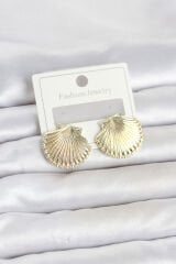 Gold Renk Pirinç Deniz Kabuğu Model Kadın Küpe