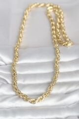 CM 14K Gold Renk Kalın Burgu Zincirli Model 60 cm Kadın Kolye