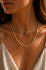 14K Gold Renk Kaplama Boru Zincir Model CM Kadın Kolye