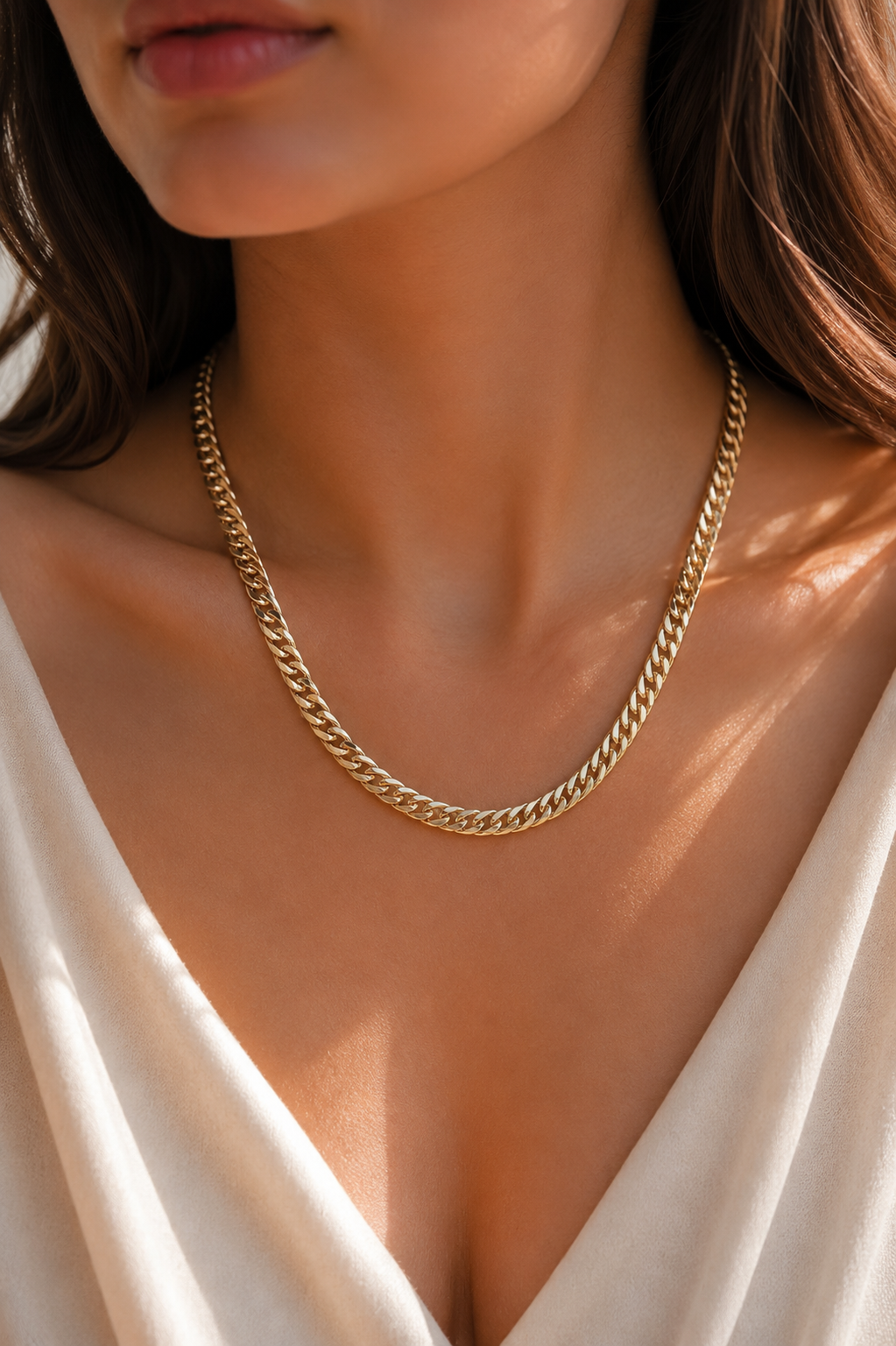 CM 14K Gold Renk Kalın Zincir Model 60 cm Kadın Kolye
