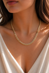 CM 14K Gold Renk Kalın Zincir Model 60 cm Kadın Kolye