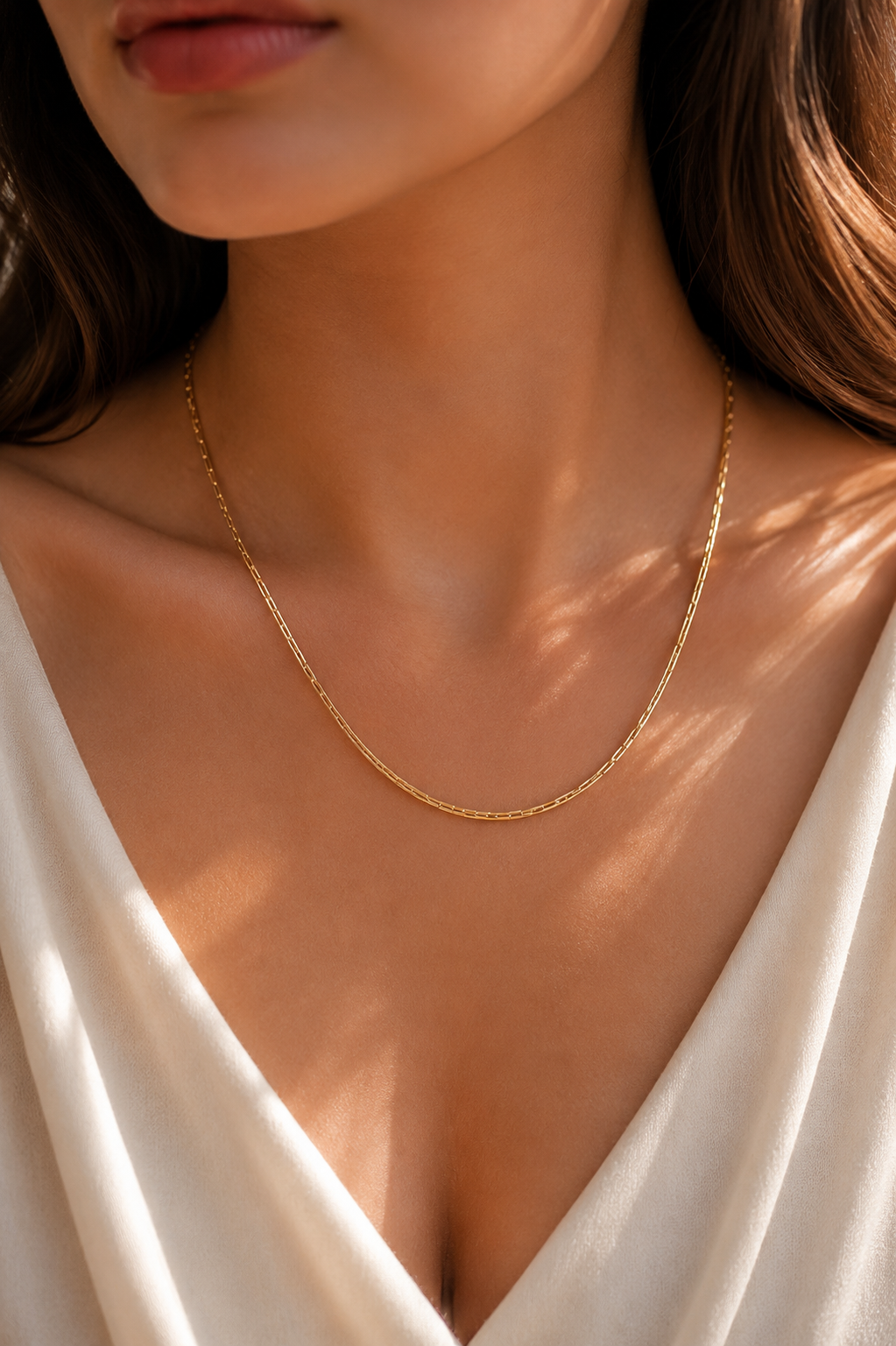 14K Gold Renk Kaplama İnce Zincir Model CM Kadın Kolye