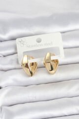 316L Çelik Gold Renk Elmas Model Halka Kadın Küpe