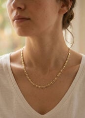14K Gold Renk Kaplama Plaka Ezme Model Zincirli CM Kadın Kolye