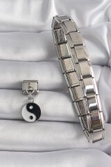 316L Çelik Gümüş Renk Sallantı YinYang Model Nomination Charm