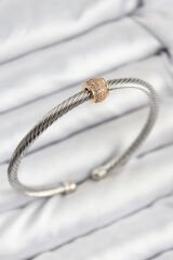 316L Çelik Zirkon Taşlı Burma Model Gold Ve Gümüş Renk Kadın Bileklik