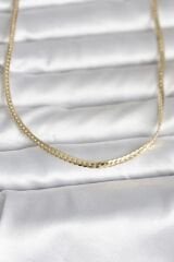 CM 14K Gold Renk Yassı Zincir Model 45 cm Kadın Kolye