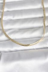 CM 14K Gold Renk Yassı Zincir Model 45 cm Kadın Kolye