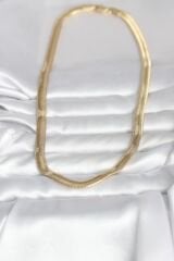 CM 14K Gold Renk Kalın Yassı Yılan Zincir Model 45 cm Kadın Kolye