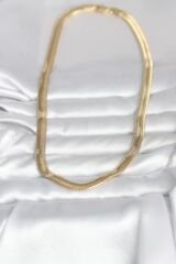 CM 14K Gold Renk Kalın Yassı Yılan Zincir Model 45 cm Kadın Kolye