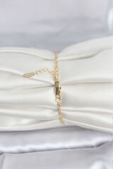 CM 14K Gold Renk Ezme Burgu Zincir Model Kadın Bileklik