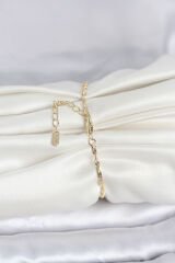 CM 14K Gold Renk Yassı Ezme Burgu Model Kadın Bileklik