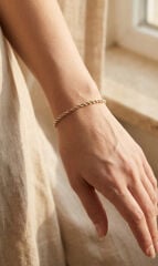 CM 14K Gold Renk Burgulu Zincir Model Kadın Bileklik