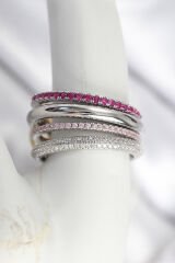 Pirinç Mix Renk Zirkon Taşlı 4'Lü Kadın Yüzük