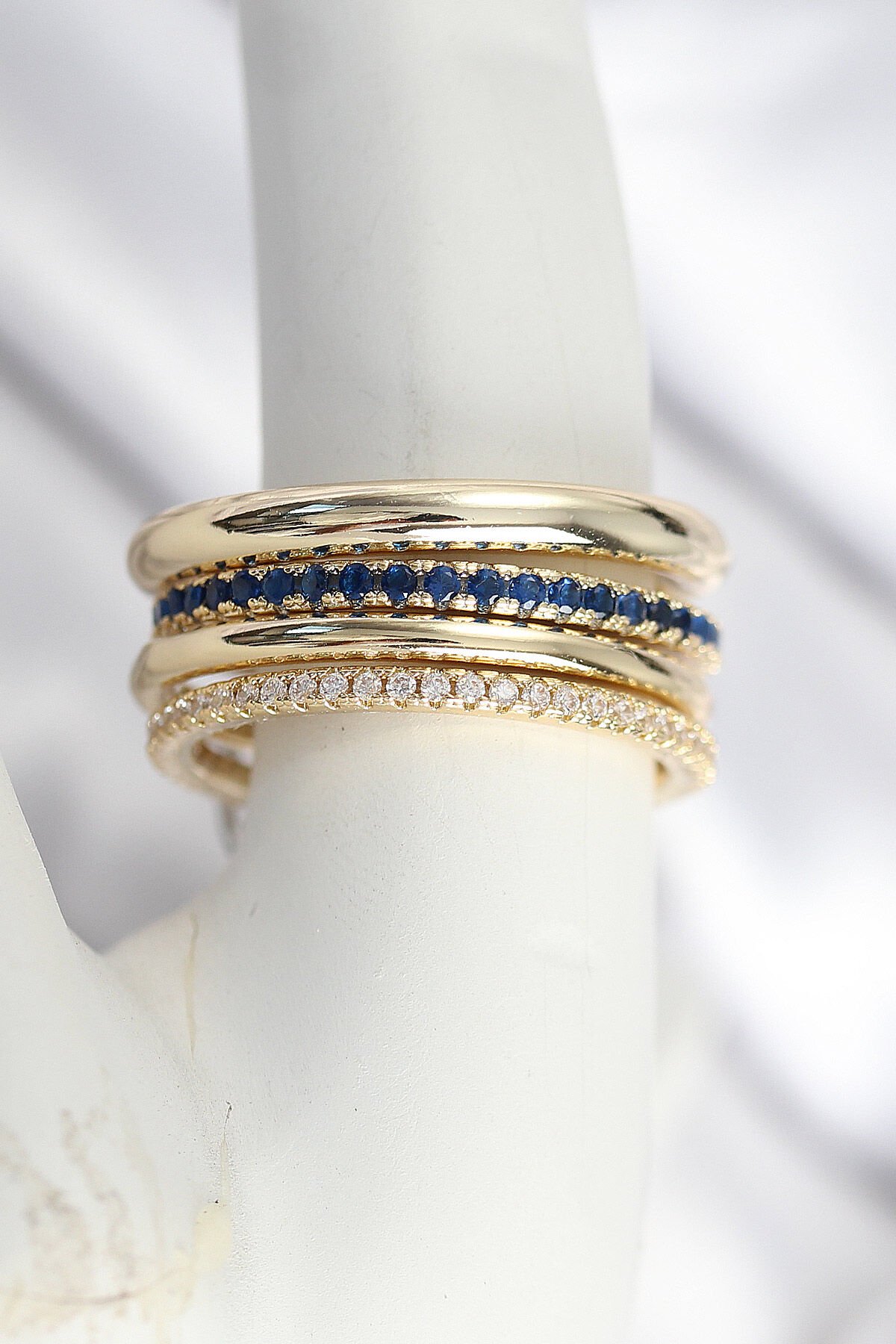 Pirinç Gold Renk Zirkon Taşlı 4'Lü Kadın Yüzük