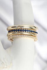 Pirinç Gold Renk Zirkon Taşlı 4'Lü Kadın Yüzük