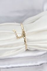 CM 14K Gold Renk Yassı Zincir Model Kadın Bileklik