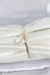 CM 14K Gold Renk Zincirli Model Kadın Bileklik