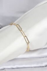 CM 14K Gold Renk Kalın Ataç Zincir Model Kadın Bileklik