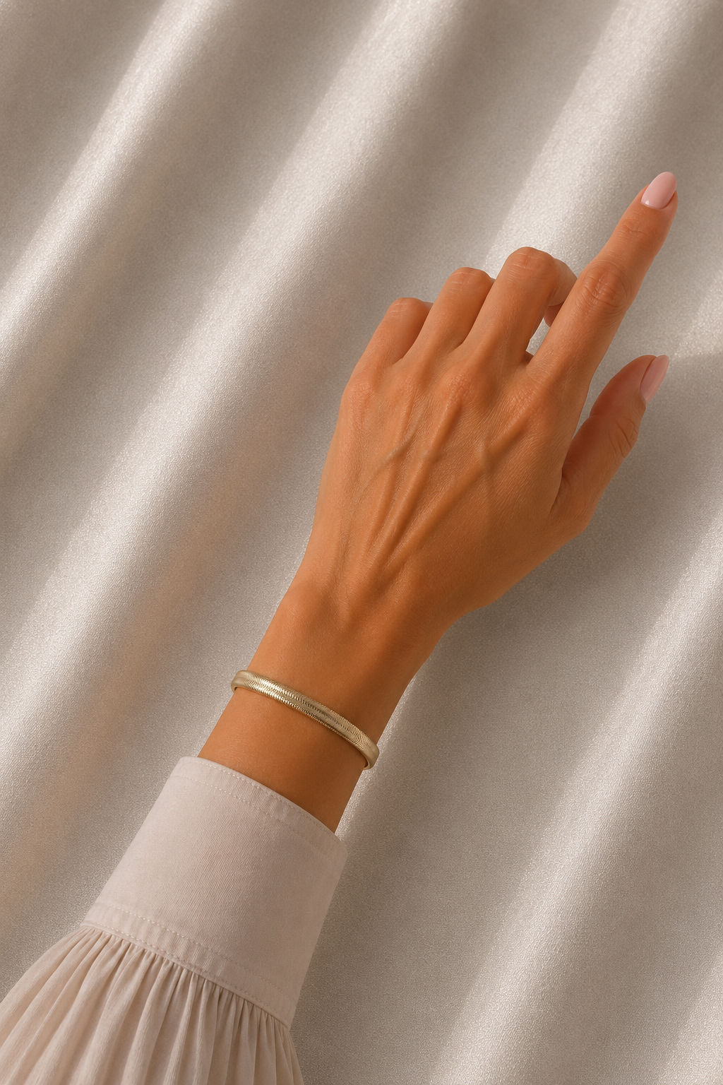 CM 14K Gold Renk Yassı Zincir Yılan Model Kadın Bileklik