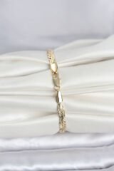 CM 14K Gold Renk Ezme Sarmal Zincir Model Kadın Bileklik