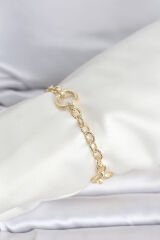 CM 14K Gold Renk Lazerli Halka Model Kadın Bileklik