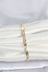 CM 14K Gold Renk Zincir Kalın Yassı Ezme Burgu Model Kadın Bileklik