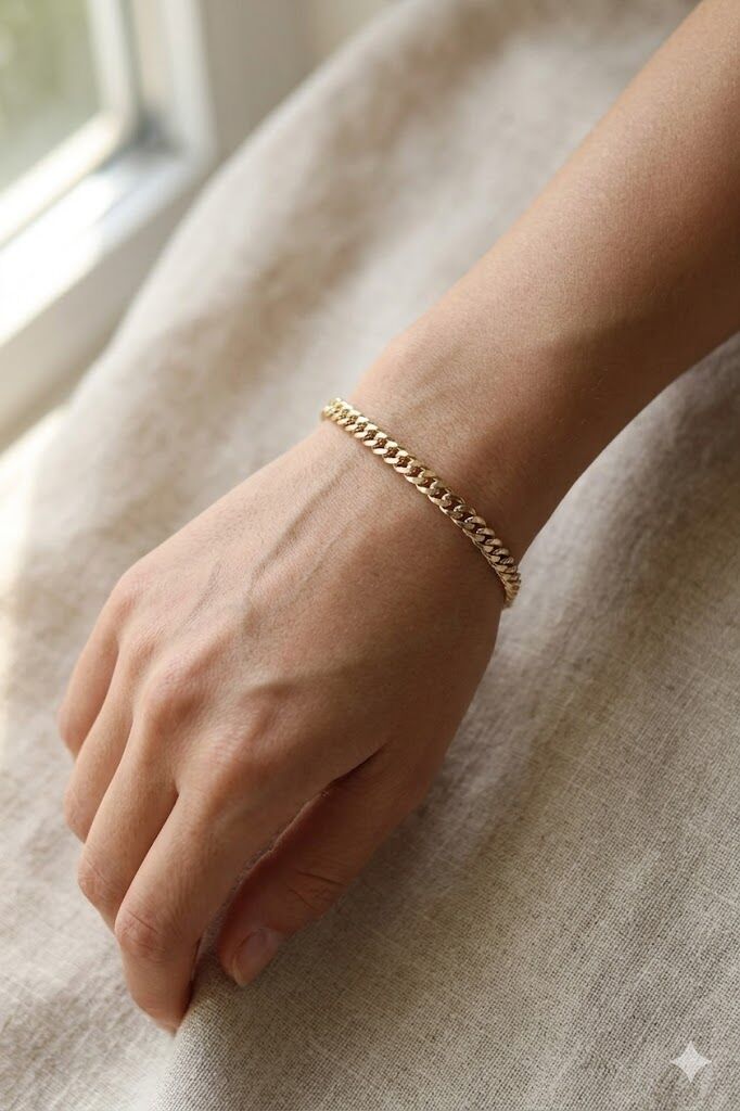 CM 14K Gold Renk Kalın Zincir Model Kadın Bileklik