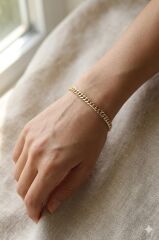 CM 14K Gold Renk Kalın Zincir Model Kadın Bileklik