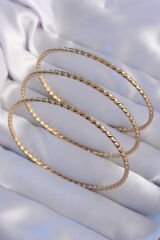 316L Çelik Gold Renk İnce Burgu Model Ajda Bilezik Seti