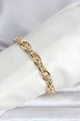 CM 14K Gold Renk Kalın Burgu Zincirli Model Kadın Bileklik