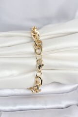 CM 14K Gold Renk Kalın Burgu Zincirli Model Kadın Bileklik