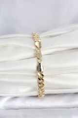 CM 14K Gold Renk Ezme Kalın Zincir Model Kadın Bileklik