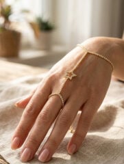 Gold Renk Pirinç Zirkon Taşlı Yıldız Model Şahmeran