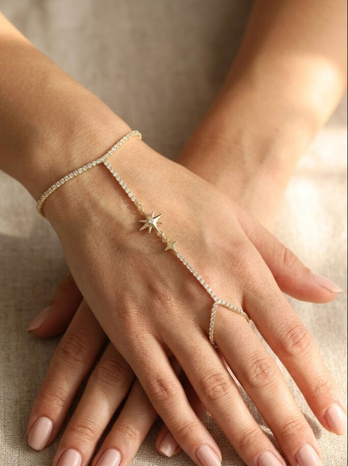 Gold Renk Pirinç Zirkon Taşlı Kutup Yıldızı Model Şahmeran
