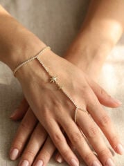 Gold Renk Pirinç Zirkon Taşlı Kutup Yıldızı Model Şahmeran