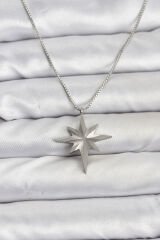 316L Çelik Zincir Gümüş Renk Kutup Yıldızı Model 60 cm Zincir Kadın Kolye