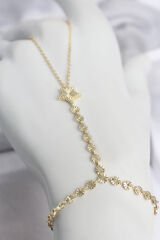Gold Renk Pirinç Lazerli Yıldız Model Zirkon Taşlı Şahmeran