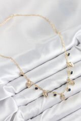 Pirinç Zirkon Taşlı Sallantılı Damla Model Gold Renk Kadın Kolye